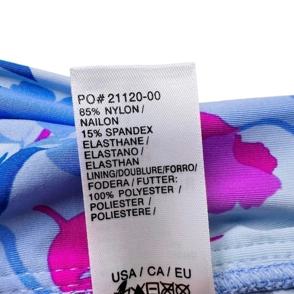 Splendid Bikini Floral Medium Triangle Top High Rise Bottoms Blue Pink New NWT - Picture 8 of 9